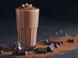 Wall Mural - Chocolate milkshake with chocolate chunks