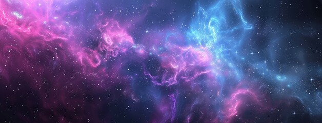 Sticker - Magical Cosmic Nebula Background in Pink and Blue