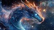© Nicolae G Talmach - A majestic blue dragon soaring through a starry galaxy filled with cosmic wonders at night