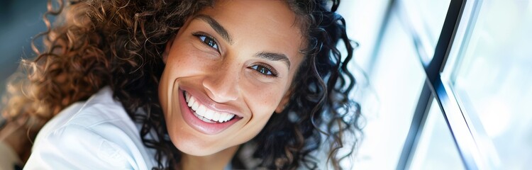 beautiful young afro woman with perfect smile