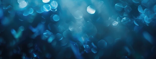 Canvas Print - Abstract Blue Bokeh Lights on Dark Background