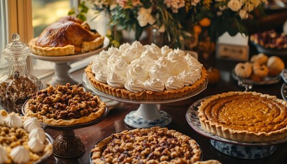 Poster - A table filled with an assortment of pies for a festive gathering.