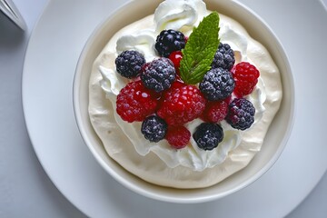 Sticker - Delicious Dessert with Berries and Whipped Cream