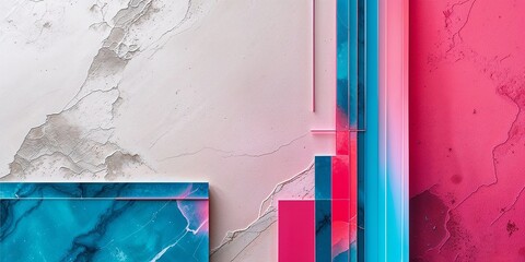 Sticker - Abstract geometric background with blue, pink and white colors.