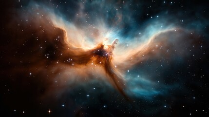 Wall Mural - vivid astronomical image of an interstellar nebula with bright stars and colorful cosmic gas clouds 