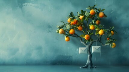 Aufkleber - digital tree with email fruit symbolizing communication growth and technology