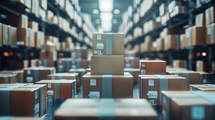 Aufkleber - Many box in warehouse, delivery concept.