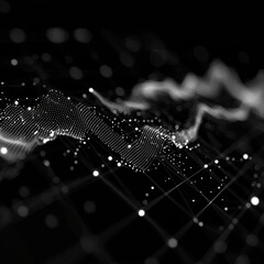 Poster - Abstract digital grid with glowing particles and lines, representing data flow and connections.