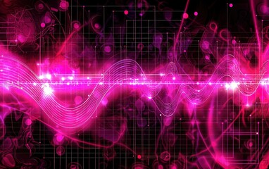 Poster - Abstract visualization of sound waves in vibrant pink tones against a dark background, illustrating energy and rhythm in creative digital art