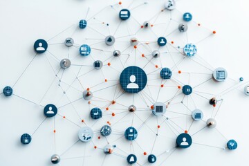 Poster - A conceptual image showing a network of interconnected nodes symbolizing social connections, communication, and the complex web of digital interactions.