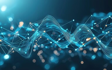 Poster - Abstract representation of digital connections and waves in a vibrant blue color scheme, showcasing technology and innovation