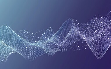 Poster - Abstract digital wave design with glowing points representing data flow and technology in a modern background