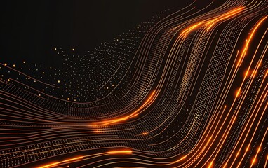 Poster - Flowing lines of orange light against a dark background create a dynamic pattern that illustrates motion and energy