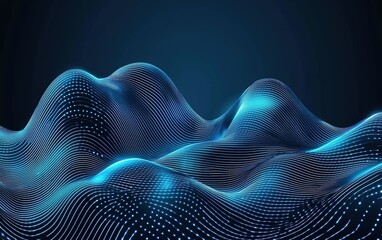 Poster - Dynamic blue wave patterns illuminated against a dark background, showcasing a blend of technology and art
