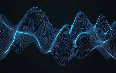Poster - Visual representation of sound waves created by digital technology in a dark environment