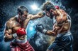 © Евгений Порохин - Two men are boxing in a ring, one of them is wearing a red glove