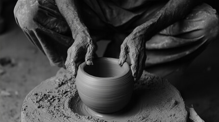 With each spin, the potter shapes the clay, transforming it from a simple lump into a work of art