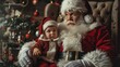 © liliyabatyrova - A baby is sitting on Santa's lap