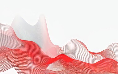 Fototapete - Abstract red and white background vector presentation design, with a wavy shape and silver lines in the middle.