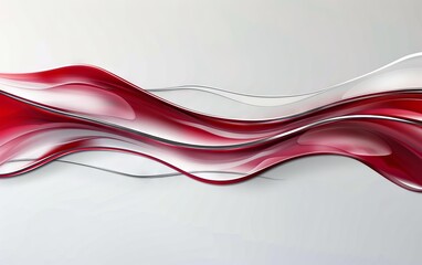 Poster - Abstract red and white background vector presentation design, with a wavy shape and silver lines in the middle.