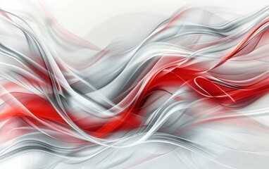 Fototapete - Abstract red and white background vector presentation design, with a wavy shape and silver lines in the middle.