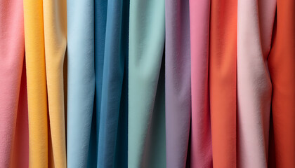 Wall Mural - colorful fabric swatches texture with realistic patterns, natural colors, and soft lighting for seam