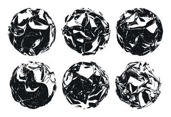 Aufkleber - Abstract liquid marble circle design collection. Crumpled foil, metallic paper. Vintage shiny silver circles texture. Shopping labels, sale discount sticker. Special offer price tag, promotional badge