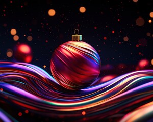 Colorful Christmas ornament with shimmering waves