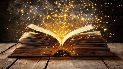 Wall Mural - surrealistic image of an open magic book