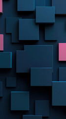Poster - abstract geometric arrangement of dark blue and purple blocks creating a modern artistic background 
