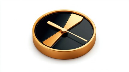 Poster - Golden and Black Circular Clock with a Single Hand and a Golden X Design