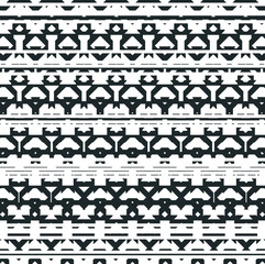 The monochrome pattern consists of different repeating elements with white free divisions.