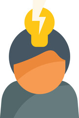 Poster - business concept icon of a man having a great idea, represented by a light bulb with a lightning bol