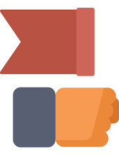 Poster - Cartoon vector illustration of a hand holding a red flag symbolizing marketing or business goal achievement