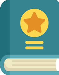 Poster - blue book cover featuring a gold star and horizontal lines, perfect for design projects related to e