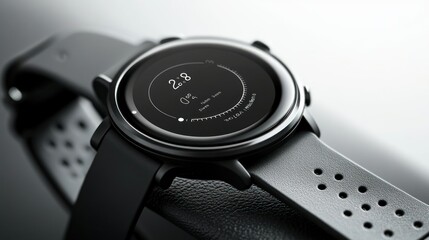 Poster - Close-up of a Black Smartwatch with a Digital Display