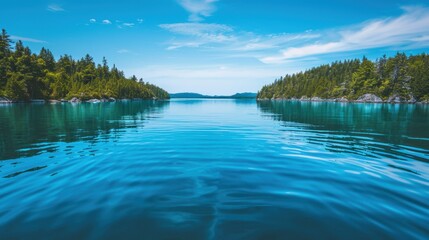 Sticker - Serene Blue Waters Surrounded by Lush Forests