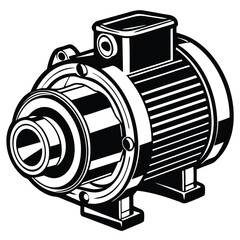 Water Pump motor vector silhouette.