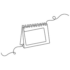 Fototapete - Table  calendar   icon continuous one line drawing outline vector illustration