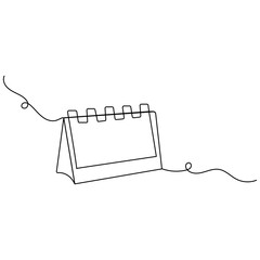 Fototapete - Table  calendar   icon continuous one line drawing outline vector illustration