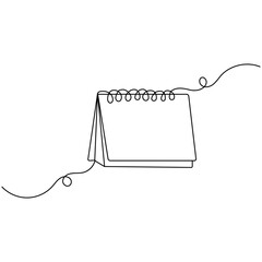Fototapete - Table  calendar   icon continuous one line drawing outline vector illustration
