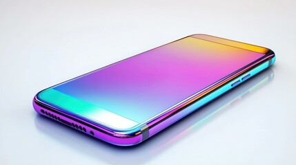 Poster - A modern smartphone with a holographic rainbow finish