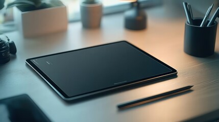 Poster - A Modern Workspace Featuring a Tablet and Stylus
