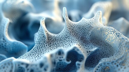 Poster - Intricate blue neural network textures showcasing organic forms in a vibrant abstract setting