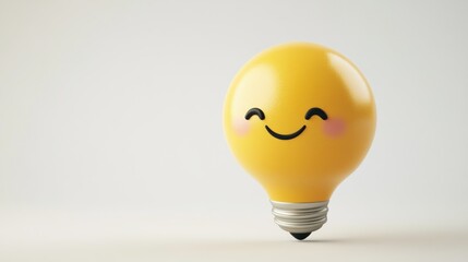 Aufkleber - A Smiling Yellow Lightbulb on a White Background