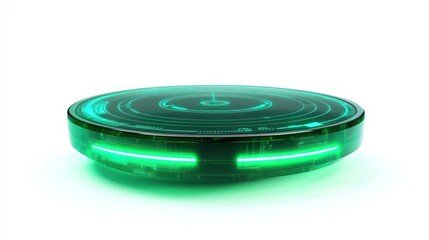 Poster - Futuristic Green Circular Platform with Glowing Lights