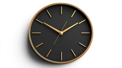 Poster - Black and Gold Wall Clock with Golden Hands