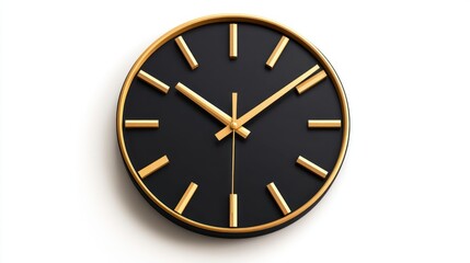 Poster - Black and Gold Wall Clock with Gold Hands