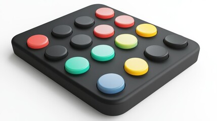 Poster - A black rectangular surface with colorful circular buttons
