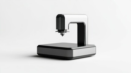 Poster - A silver and black 3D printer with a nozzle pointing down